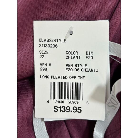 Davids Bridal Dress Size 22 Chianti Long Pleated Off the Shoulder Stretch Crepe - Picture 8 of 11